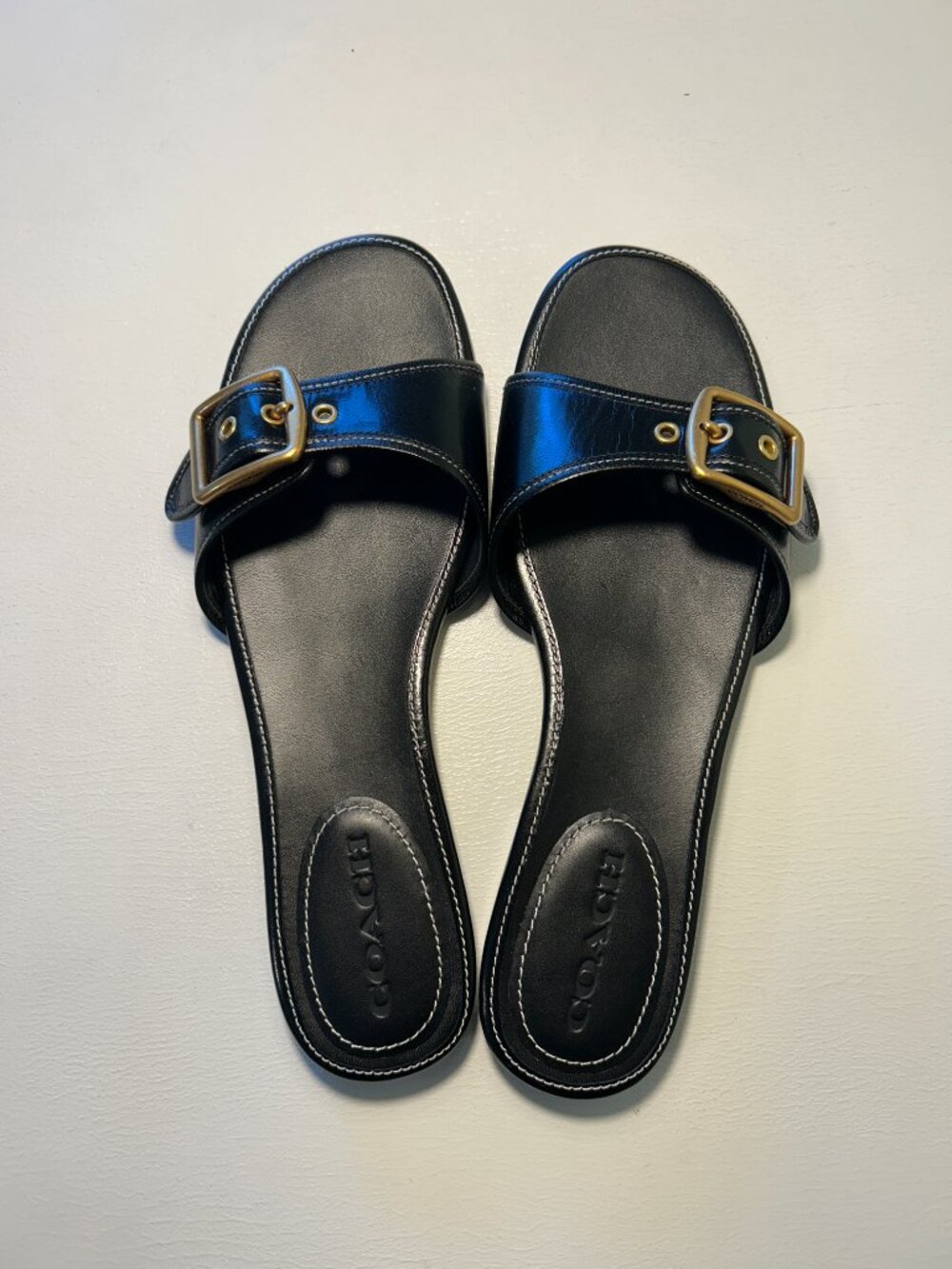 Coach Women's Margot Leather Flat Sandal - Picture 10 of 16